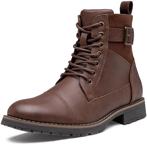 Amazon.com | Men's Leather High Top Motorcycle Combat Boots
