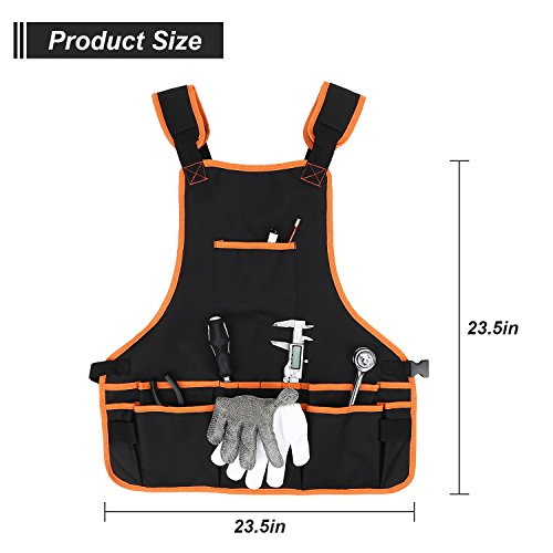 OCGIG Professional Canvas Work Apron with 16 Tool Pockets Tool Apron Adjustable Size Protective and Waterproof