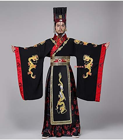 Amazon 漢唐古風 男性 漢服 中国古代 皇帝 始皇帝 大王 帝王 龍 秦 唐 天子 演出服 コスプレ衣装 民族装 ステージ 衣装 学園際 文化際 写真撮影 団体服 秦 コスプレ 仮装 通販