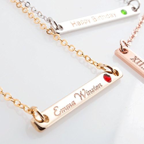 A Birth stone Your name bar Necklace 16K Gold Silver Rose gold - Plated bar Personalized Customizable necklace Wedding Birthday Anniversary Christmas One Of A Kind Gift Best Graduation Day gift