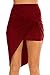 Simlu Simlu Womens Drape Up Stretchy Asymmetrical High Low Short Mini Bodycon Pencil Skirt Burgundy Small
