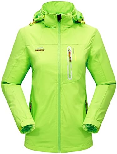 Snow-Wolf Women's Sportswear Raincoat Outdoor Waterproof Windproof Hooded Softshell Jacket (XXXL (US), Light Green)