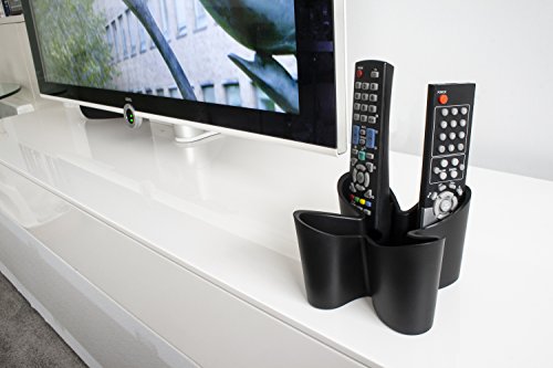 j-me Cozy Remote Control Tidy Remote Holder and TV Remote Organizer (Black) - Holds up to Four Remote Controls Non-Slip Rubber - Perfect for End Table or Nightstand