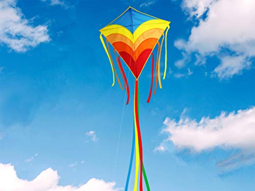 Zhuoyue Kite- Rainbow Diamond Kite for Kids and Adults, Easy to Fly Kite for Beginner, The Best Kite for The Beach and Outdoor Games Activities