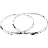 Generic Pair of Cast Rim for 14 Inch Snare Drum Instrument, Silver, 8 Hole