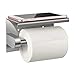 Toilet Paper Holder with Shelf [2022 Upgrade], Toilet Paper Roll Holder with Shelf, Adhesive No Drilling or Wall-Mounted with Screws – Stainless Steel Brushed Nickel