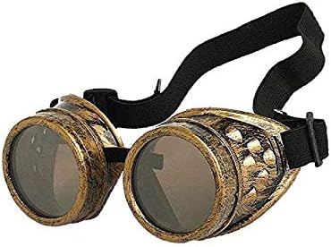 Winroor Kaleidoscope Rave Goggles Steampunk Glasses with Rainbow Crystal Glass Lens