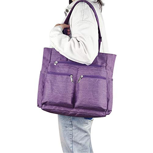 Canvas Tote Bag Waterproof Nylon Multi Pocket Shoulder Bags Laptop Work