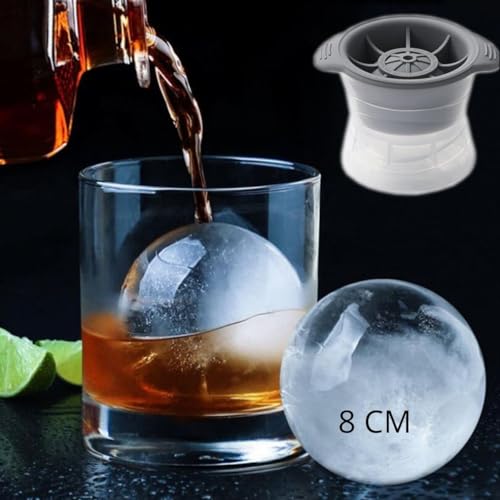 Combo 4 Formas De Gelo Redonda Esfera Grande 8CM Para Drink Whisky Coquetel Tampa Silicone Molde Bola Coqueteis Bebidas