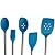 Silicone Spatula Set, YYP Silicone Cooking Set - Spatula, Slotted Turner, Basting Brush, Spoon and Slotted Spoon - Heat Resistant Silicone Kitchen Utensils with Stainless Steel Handle, Set of 5, Blue