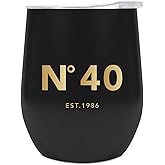 NGLIV 40th Birthday Gifts For Women Men，1986 Birthday Gifts for Women Men，40th Birthday Gifts for Her Mom Dad Sister Best Friends Tumbler 12 oz Stainless Steel Vacuum Insulated Tumblers Black
