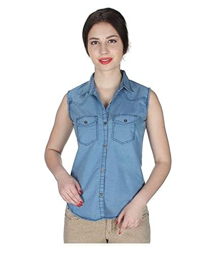 sleeveless denim shirt womens