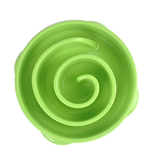 HENREK Pet Bowl Slow Feeder Bowl Fun Anti-choking Healthy Bowl for Puppy Dog Cat (Large (Diameter 10.6" x Height 2"), Green)