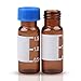 Autosampler Vial, 2ml HPLC Vial with Caps, 9-425 Amber Vial with Blue Screw Caps,Writing Patch,Graduation,White PTFE & Red Silicone Septa Fit for LC Sampler(100pcs,Brown)