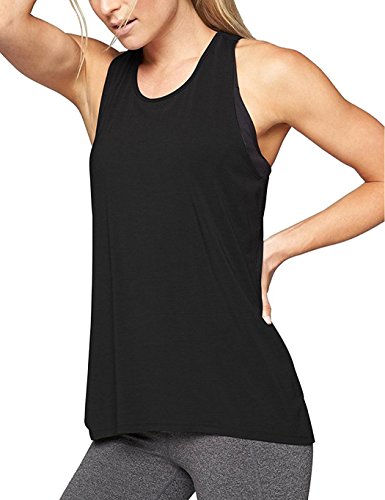 Locryz Womens Cross Back Yoga Shirt Activewear Workout Clothes Racerback Tank Top (M, Black)