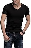 Men's Tagless Slim Fit Muscle Cotton V-Neck Short Sleeve Undershirts T-Shirts