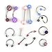 ReFaXi 100 Labret Lip Belly Tongue Bar Ring Barbell Body Piercing Jewelry Multicoloured, 100/PCS