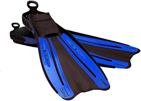 OCEANPRO MAKO OPEN HEEL ADJUSTABLE SCUBA DIVING FINS (Blue, Small)