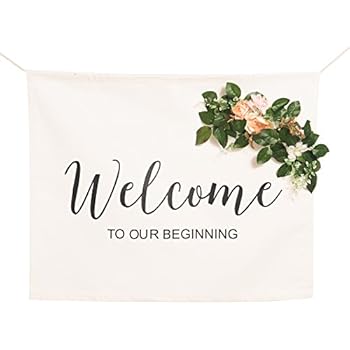 Amazon.com: Ling’s moment Spring Garden Wedding Signage Cotton Canvas ...