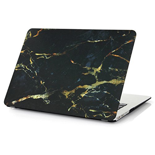 RYGOU 4 in 1 Marble Pattern Hard Case Shell with Keyboard Protector Screen Cover Anti-dust Plug for Apple Macbook Air 13 inch Model: A1466 / A1369
