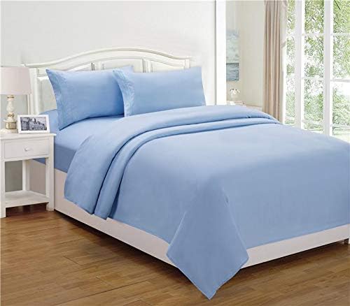 Cotton,Solid Pattern, Blue - Bed Sheets 