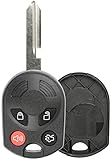 KeylessOption Keyless Entry Remote Uncut Blank Ignition Key Blade Fob Shell Case Cover Buttons for Ford