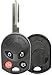 KeylessOption Keyless Entry Remote Uncut Blank Ignition Key Blade Fob Shell Case Cover Buttons for Ford