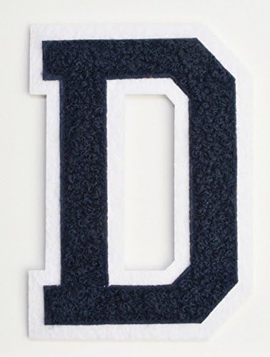 Varsity Letter Patches - Dark Navy Blue Embroidered Chenille Letterman Patch - 4 1/2 inch Iron-On Letter Initials (Navy Blue, Letter D Patch)