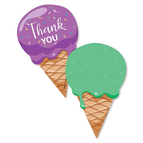 Sweet Shoppe - Shaped Thank You Cards - Candy and Bakery Birthday Party or Baby Shower Thank You Note Cards with Envelopes - Set of 12