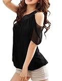 Allegra K Women Asymmetric Neckline One Shoulder Blouse Summer Chiffon Top