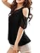 Allegra K Women Asymmetric Neckline One Shoulder Blouse Summer Chiffon Top