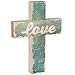 P. Graham Dunn Love Turquoise Distressed Crackled Paint 7 x 5 Wood Wall Art Cross Plaque