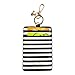 Pink Mackerel ID Clip Badge Card Holder with Lanyard and Key Ring - Black & White Stripes