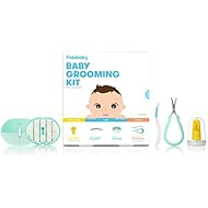 FridaBaby Grooming Kit Includes Finger Brush with Storage Stand Hair Brush with Case Styling Hair Comb Easy Grip Nail Scissors with Nail File and Case