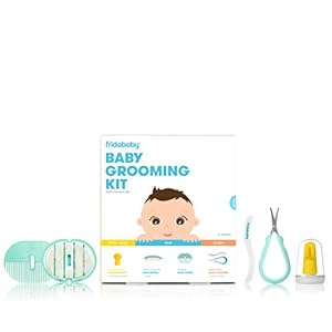 FridaBaby Grooming Kit Includes Finger Brush with Storage Stand Hair Brush with Case Styling Hair Comb Easy Grip Nail…