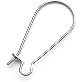10pcs Adabele Authentic 925 Sterling Silver Kidney Earring Hooks 25mm Long Ear Wire Connector (0.7mm/21 Gauge) for DIY Earrings Jewelry Making SS333