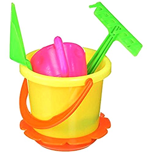 JEWELS FASHION 6 Piece Beach Sand Toy - Fun & Creative Shapes & Sculptures-Set Includes: Bucket, Rake, Shovel, Watering Can, Sand Sifter, and Turtle Sand Mold - Thumbnail 2