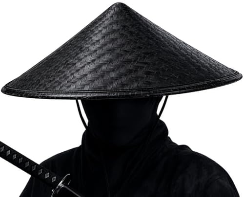 Amazon.com: YOMENO Volcanic Cone Black Bamboo Hat Samurai Hat