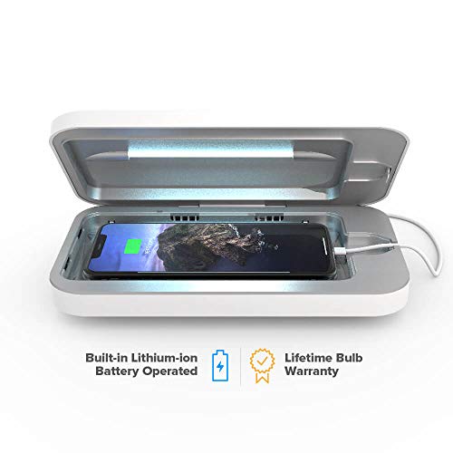 PhoneSoap Go Battery-Powered Smartphone Sanitizer & Portable Charger | Patented & Clinically Proven UV Light Disinfector | (White)