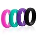 Swagmat Silicone Wedding Rings, 4 Pack Wedding Bands for Women (Pink, Turquoise, Black, Purple, Size 7)