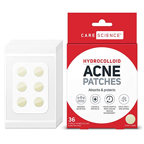 Care Science Hydrocolloid Pimple Acne Patch | Natural Treatment to Cover and Absorb Acne, Pimples, Blemishes & Cold Sores (36 ct)