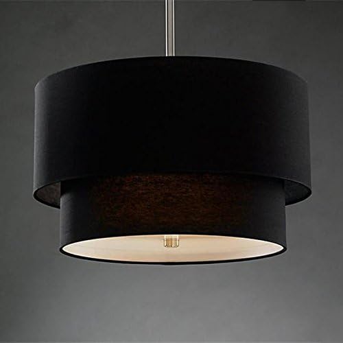 Modern double linen chandelier, American simple led ceiling lamp, pastoral living room bedroom hanging lights (Color : C)