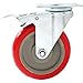 Online Best Service Caster Wheels Swivel Plate w/ Brake Casters On Red Polyurethane Wheels (5 inch with Brake)