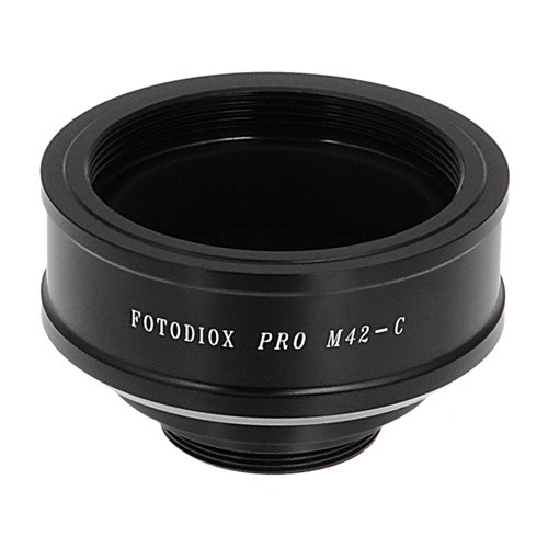 Fotodiox Pro Lens Mount Adapter, for M42 Screw Mount (42mm x1 Thread) lens to C-mount Movie Cameras and CCTV Cameras