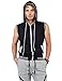 Youstar Modern Color Block Sleeveless Zipper Closure Drawstring Hoodie Black White 2XL