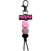Jgrprlq Mama Keychain Checkered Black Mom Key Ring for Car Keys Purse Backpack Mom Birthday Gifts Mothers Day Gift