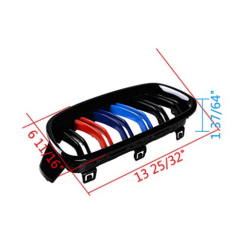 image for Anzio 2pcs Gloss Black M-color Double line Front Kidney Grille for 201