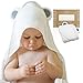 Hooded Baby Towel by Humble Bee Baby | Extra Soft, Hypoallergenic and Highly Absorbent Natural Bamboo Baby Towel (White) | Large 30 x 30 | Sized for Infants and Toddlers | Gray Bear Ears