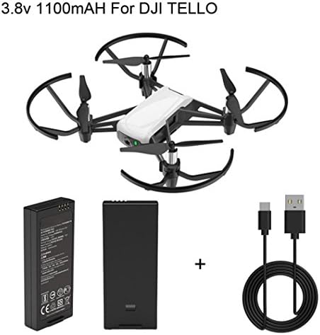 Lanspo Dji tello Smart Flight Battery 1100mAh 3.8V + USB Charging Cable for DJI Tello Drone (1PC battery + data cable)