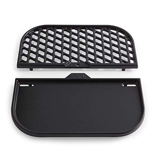 Weber Sear Grate und Plancha fuer Gourmet BBQ System - 2-in-1 Einsatz zum Scharf Anbraten oder Flachgrillen – Schwarz (8858)